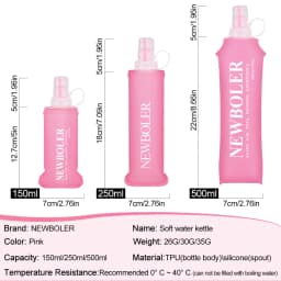 NEWBOLER 150/250/500ml Water Bottle TPU Collapsible Soft Flask Outdoor Sport Hiking Camping Running Portable Soft Water Bottle