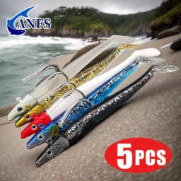 ANFS 5pcs Soft Fishing Lures Kit Artificial Bait with Spoon Jig for Freshwater Saltwater Fishing