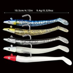 ANFS 5pcs Soft Fishing Lures Kit Artificial Bait with Spoon Jig for Freshwater Saltwater Fishing