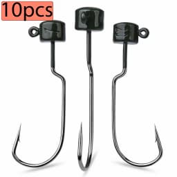 10PCS/LOT 3.5G 5G 7G Barbed Jig Head Worm Soft Bait Lead Head Hook High Carbon Steel For Carp Bass Fishing Lures