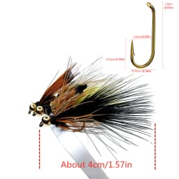 5pcs Woolly Bugger Streamers Fly Fishing Lures Brass Bead Head Black/Olive Brown Tassel - Trout Salmon Trout Perch fly fishing