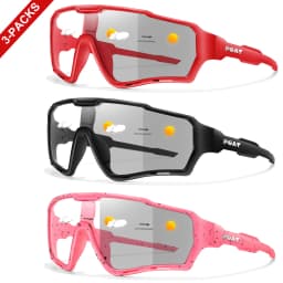 3 Packs Photochromic Cycling Sunglasses for Men and Women Outdoor Sports Full Frame Glasses for Running Cycling Hiking Unisex