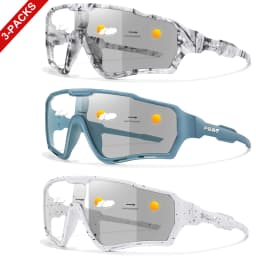 3 Packs Photochromic Cycling Sunglasses for Men and Women Outdoor Sports Full Frame Glasses for Running Cycling Hiking Unisex