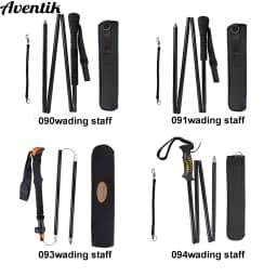 Aventik Fold-able Wading Staff Water Depth Safety Warning Coated Stainless Steel Core T7075 Aluminum Body Corrosion Resistance