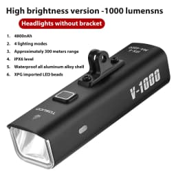 TOSUOD Bicycle Light 1000/1200/1500 Lumen Bike Headlight Power Bank Flashlight Handlebar USB Charging MTB Road Highlight
