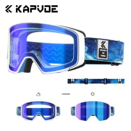 Kapvoe Flip Over Magnetic Snow Goggles Photochromic Ski Men Snowmobile Anti-Fog Snowboard Goggles Women Ski Equipment UV400
