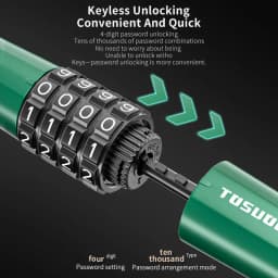 TOSUOD Motorcycle Bike Portable Anti-Theft 4-Digit Password Helmet Lock Zinc Alloy Lock PVC Leather Cover Steel Wire Rope Lock