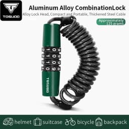 TOSUOD Motorcycle Bike Portable Anti-Theft 4-Digit Password Helmet Lock Zinc Alloy Lock PVC Leather Cover Steel Wire Rope Lock