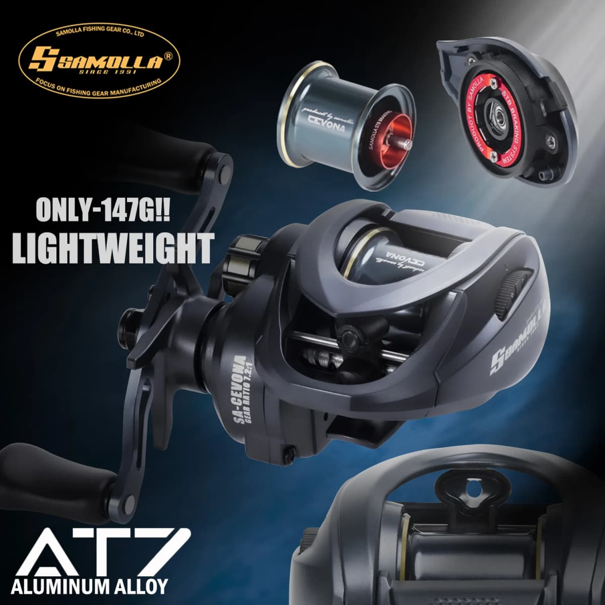 SAMOLLA New Ultralight Baitcasting Reel 149g STB Brake Fishing Reel 7.2 Gear Ratio Saltwater 8+1BB 5KG Power Baitcaster