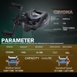 SAMOLLA New Ultralight Baitcasting Reel 149g STB Brake Fishing Reel 7.2 Gear Ratio Saltwater 8+1BB 5KG Power Baitcaster