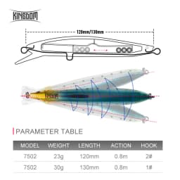 Kingdom Floating Minnow Fishing Lure 120mm 23g 130mm 30g Artificial Sea Fishing Hard Wobbler for Bass Trout Saltwater Fishiing