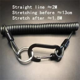 Lost Rope 1.2m/2m Elastic Roll Key Hanging Rope Steel Wire Spring Rope Fishing Roll Hanging Rope Fishing Hanging Rope