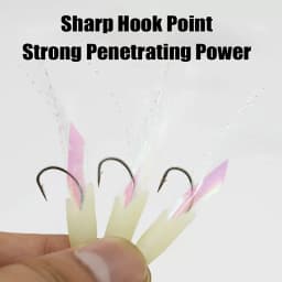 5/25pcs Saltwater Sabiki Rigs Fishing String Hooks with Soft Shrimp Bait Glow Bead Line for Night Fishing Surf Rock Saltwater