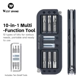 WEST BIKING 10-in-1 Multi-Fuction Bike Tool Kits CRV Steel Magnetic Wrench Allen Keys Set Lightweight Bicycle Repair Tools Kits