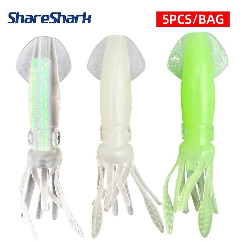 ShareShark 5pcs/set 10cm Bionic Squid Bait Artificial Sea Fishing Lure Outdoor Fishing Accessories