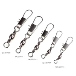 100pcs 5 Size Swivel Fishing Connector Snap Pin Rolling Swivels for Lure Line Hook Tackle Connectors Gear Fish Tool Accessories