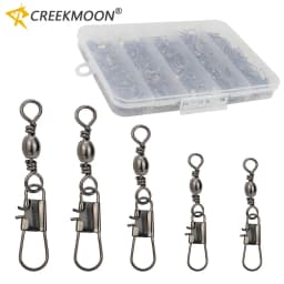100pcs 5 Size Swivel Fishing Connector Snap Pin Rolling Swivels for Lure Line Hook Tackle Connectors Gear Fish Tool Accessories