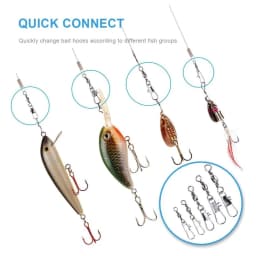 100pcs 5 Size Swivel Fishing Connector Snap Pin Rolling Swivels for Lure Line Hook Tackle Connectors Gear Fish Tool Accessories