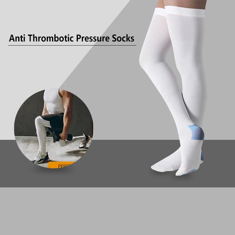 1Pair Ted Hose Thigh High Anti Embolism Compression Stockings for Women Men, Surgical Compression Stockings, 15-21 MmHg