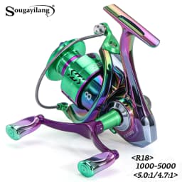 Sougayilang Double Handle Spinning Fishing Reel CNC Aluminum Spool 5.0:1/4.7:1 Gear Ratio All Metal fishing reel Fishing Tackle