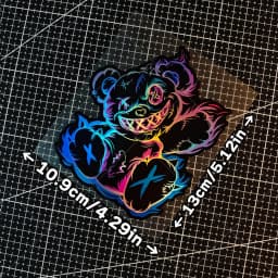 1PC Holographic Scary Bear Waterproof Vinyl Sticker For Car Motorcycle Helmet Laptop Decor Decal