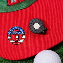 2 pcs USA Themed Stars Stripes Golf Ball Marker with Magnetic Hat Clip Golf Accessories Gift for Golfers Premium Golf Gift