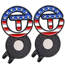 2 pcs USA Themed Stars Stripes Golf Ball Marker with Magnetic Hat Clip Golf Accessories Gift for Golfers Premium Golf Gift