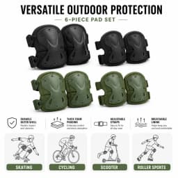 2Pcs Protective Pads Set Knee Elbow Pads Adjustable Straps Hard Shell for Skating Cycling Scooter Outdoor Sports Safety Gear Kit