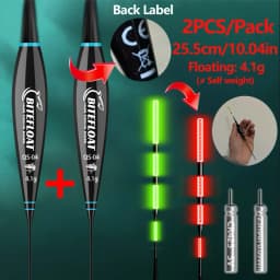 Bite Float 2026 New 2PCS Set Night Fishing Float Short Eye-Catching Rock Fishing Float CR425 battery glow at night