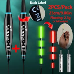 Bite Float 2026 New 2PCS Set Night Fishing Float Short Eye-Catching Rock Fishing Float CR425 battery glow at night
