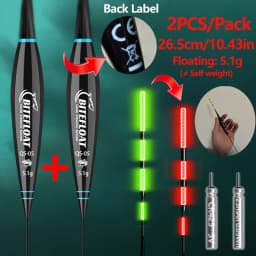 Bite Float 2026 New 2PCS Set Night Fishing Float Short Eye-Catching Rock Fishing Float CR425 battery glow at night