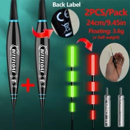 Bite Float 2026 New 2PCS Set Night Fishing Float Short Eye-Catching Rock Fishing Float CR425 battery glow at night