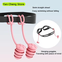 Swimming Earplugs with Rope for Easy Attachment and to Prevent Loss. Three-Layer Sound Insulation. Soft Silicone Earplugs.