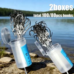 80/100pcs Bucket Hooks with Sharp Barbs and Durable Thread Binding, Suitable for Both Freshwater and Saltwater Fishing