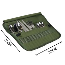 Portable Roll Up Pouch Bag Outdoor Camping Cutlery Storage Bag Cutlery Storage Water Resistant Case For Forks Spoons Chopstick