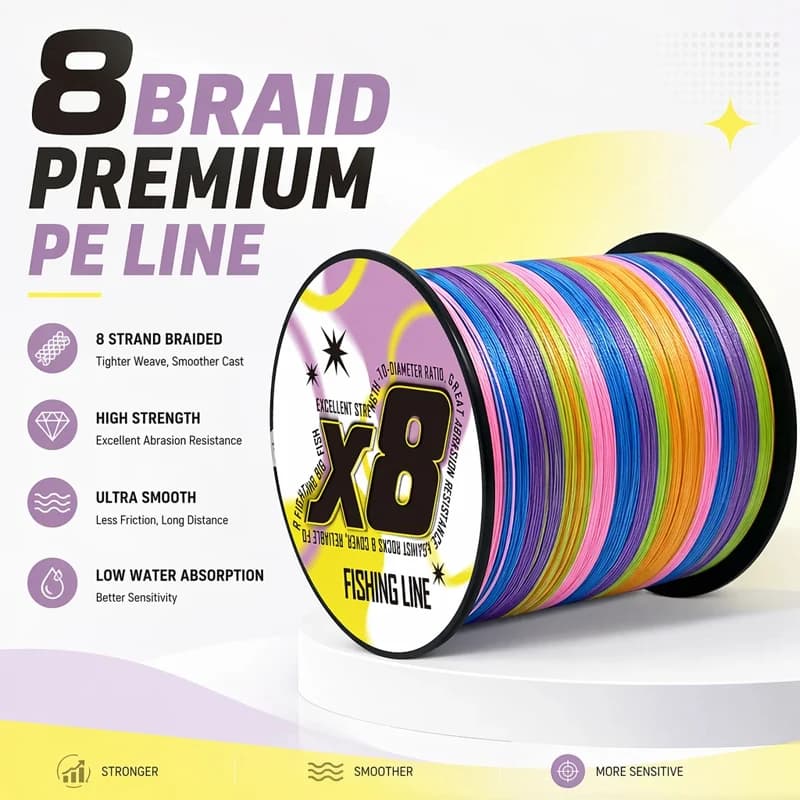 New 8 Strands Braid PE Fishing Line Predatory Braided Wires 300M 500M 1000M Multifilament Sea Carp Lines Durable Smooth Tackle