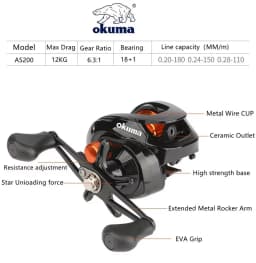 OKUMA AS Fishing Reel 6.3:1 12KG Max Drag Reel Casting Reel Explosion Proof Line Salt Water Freshwater Fishing Wheel