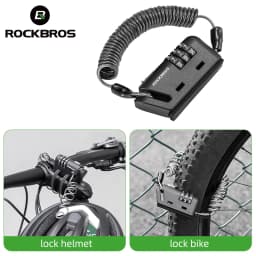 ROCKBROS Helmet Lock Antitheft Mini Bicycle Lock 3 Digit Password Lock Ultralight Flexible Bike Lock Motorcycle Helmet Lock Part
