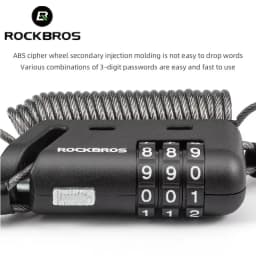 ROCKBROS Helmet Lock Antitheft Mini Bicycle Lock 3 Digit Password Lock Ultralight Flexible Bike Lock Motorcycle Helmet Lock Part