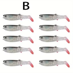Ackibbik 10pcs Silicone Soft Bait Paddle Tail Swimbait 8cm Artificial Fishing Lure for Walleye Bass Pike Tackle T-Tail Swimbait