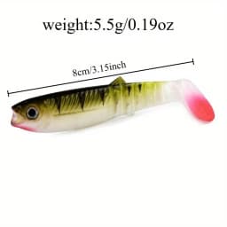 Ackibbik 10pcs Silicone Soft Bait Paddle Tail Swimbait 8cm Artificial Fishing Lure for Walleye Bass Pike Tackle T-Tail Swimbait
