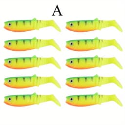 Ackibbik 10pcs Silicone Soft Bait Paddle Tail Swimbait 8cm Artificial Fishing Lure for Walleye Bass Pike Tackle T-Tail Swimbait