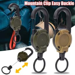 Retractable Heavy Duty Pull Reel Carabiner Strong Steel Wire Rope Buckle Spring Key Ring Outdoor Sporty Attachment Keychain Tool