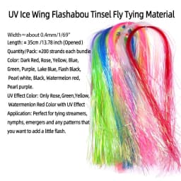 1/69" 0.4mm UV Ice Wing Flat Tinsel Crystal Grizzly Barred Flashabou Fly Tying Materials for Streamers Nymphs Jigs