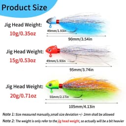 10g 15g 20g Fishing Jig Head Lure Hook with Flasher Striped Bass/Freshwater/Saltwater Fishing Fast Sinking Artificial Bait