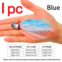 10g 15g 20g Fishing Jig Head Lure Hook with Flasher Striped Bass/Freshwater/Saltwater Fishing Fast Sinking Artificial Bait