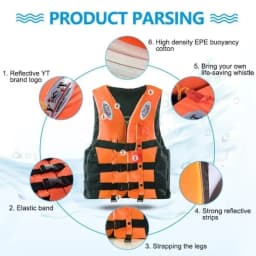 Life Jacket for Adults Children, Water Sports Safety Men Women Life Vests for Water Skiing Rafting Surfing Kayaking Lifeguard