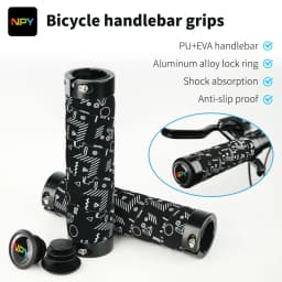 NPY Bicycle Grips Bike Handlebar Grips Non-slip Aluminum Double Lock Bicycle Handles MTB Cuffs Mountain Bike Grips