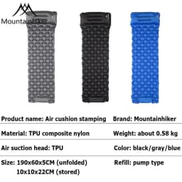 MOUNTAINHIKER Outdoor Camping Inflatable Mattress Sleeping Pad With Pillows Ultralight Air Mats for Backpacking Hiking Fishing