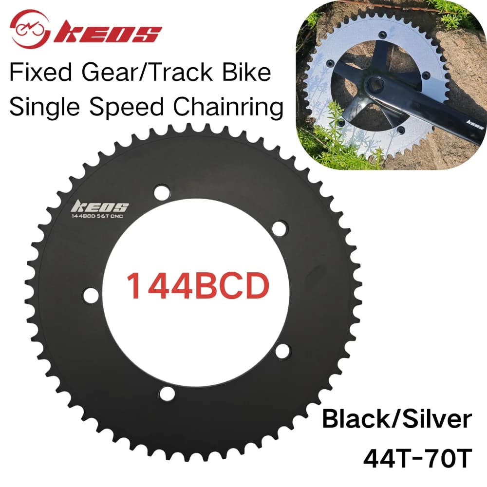 KEOS 144BCD Bike Fixed Gear Chainring Single Speed CNC Aluminum Alloy Chain Ring 44T-70T For 1/2"*1/8" Chain Fixie Track Bicycle